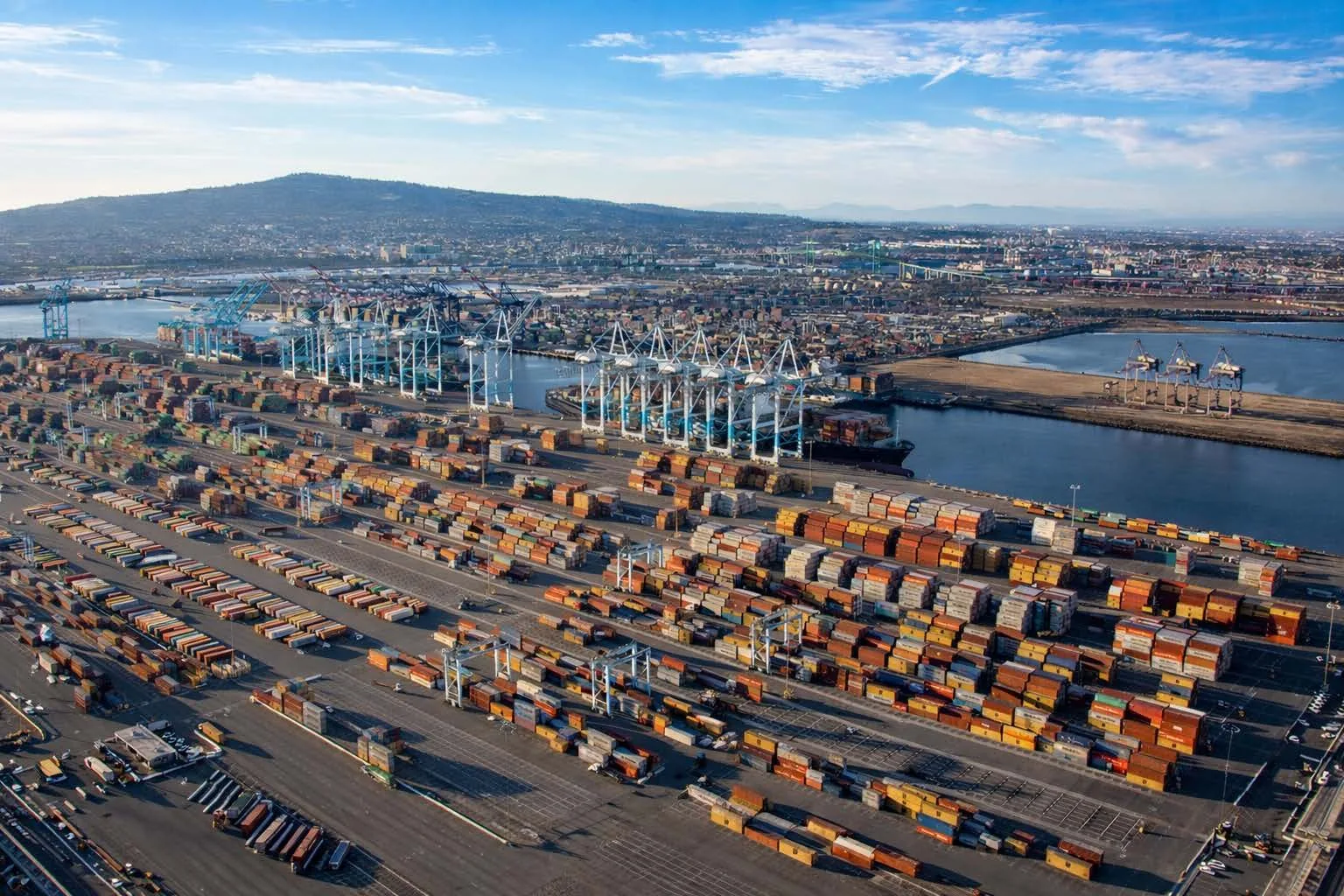 Aerial view of the Port of Los Angeles container terminal
